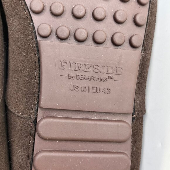 Fireside by Dearfoams Melbourne Genuine Shearling MocSlippers Sz 10 Coffee Brown - Picture 14 of 15